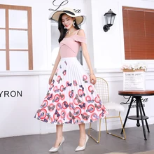 Летние женские юбки Новинка Бабочка мультяшный принт имперский Высокая талия Elastci плиссированная юбка миди Европейский уличный стиль