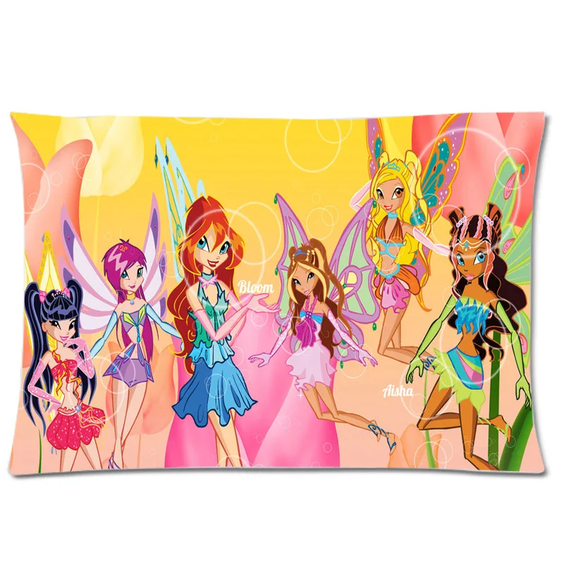 

Customized Pillow Case!Winx Club Pretty Cartoon Girls Pattern Two Side Print Polyester Pillow Cover 20"x30" Rectangle Pillowcase