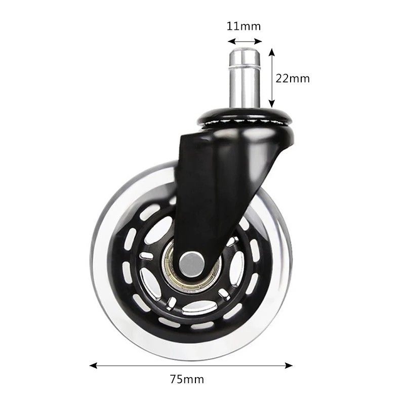 1/4/5 шт. " Универсальный бесмушные запасное колесико офисное кресло вращающееся колёсики резиновые ролики черный 60 кг Колеса мебельная фурнитура