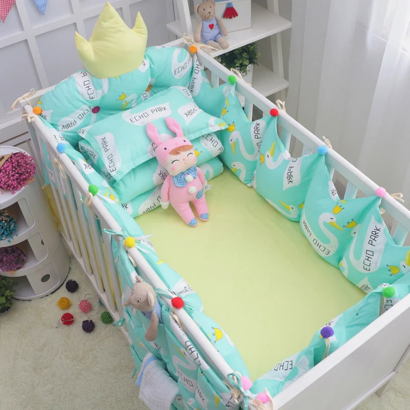 US $146.91 10Pcs Baby Bedding Set With Hanging Storage Bag Toddler Crib Bedclothes Baby Cot Safe Crown Shape Bumpers Sheet Quilt Pillow