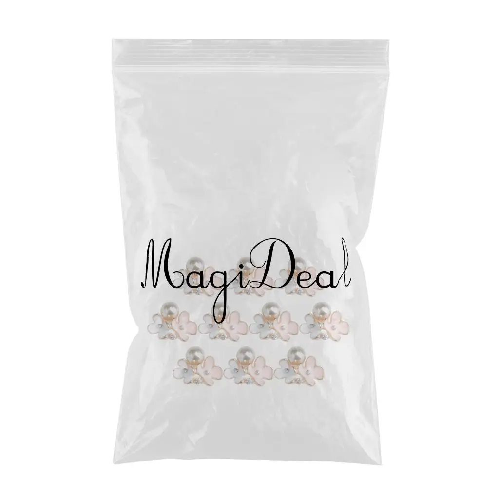 10X Pearl Flowers Buttons Flatback Embellishment for Wedding Bouquet Making Card Dress Decor DIY Headband Hair Bow Accessories