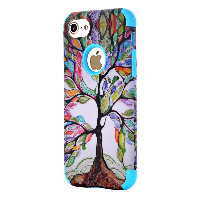 

iPhone 6 8 7 Plus Graffiti Painting PU Soft Silicon Matte Hard PC 360 Degree Back&Front Shockproof Armor Hybrid Protection Case