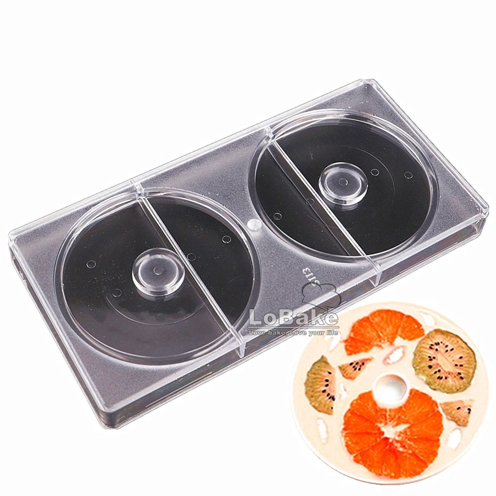 2 cavities compact disc big round shape PC polycarbonate chocolate candy mould ice cube sugar craft bakery mold DIY baking tools | Дом и сад
