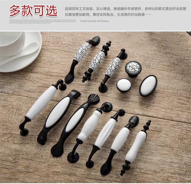 

Black white ceramic door Closet door cup pull handle Hardware cupboard drawer Furniture handle cabinet knobs and handles