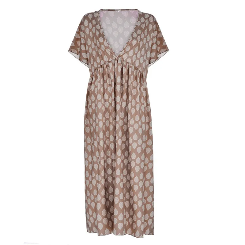 JAYCOSIN женское летнее платье с принтом, короткий рукав, v-образный вырез, длина по щиколотку, длинное платье, свободное Повседневное платье, сарафан jun5#4