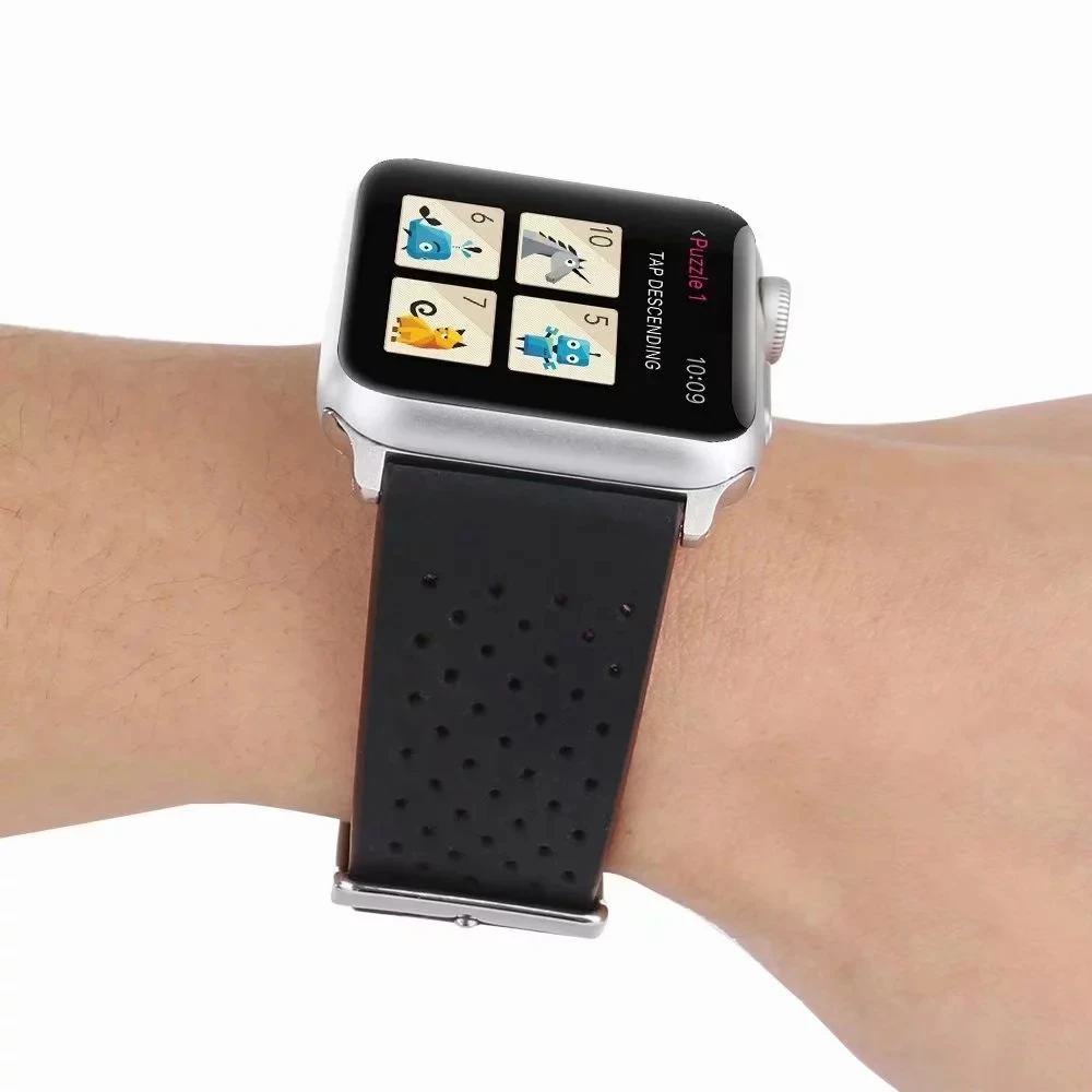 Модный дышащий кожаный ремешок для Apple Watch Series 1 2 3 4 5 ремешок ...