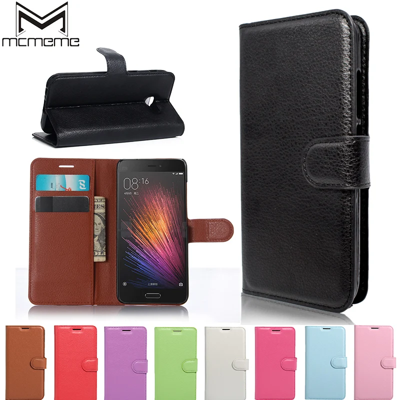 

MCMEME Wallet Flip Leather Case Cover Card Slot Stand for Xiaomi 5S Plus Max 4C Mi4C Redmi 4 A4 Pro 3S 3 Note 4X Mi5 Mi 5 6 Mi6