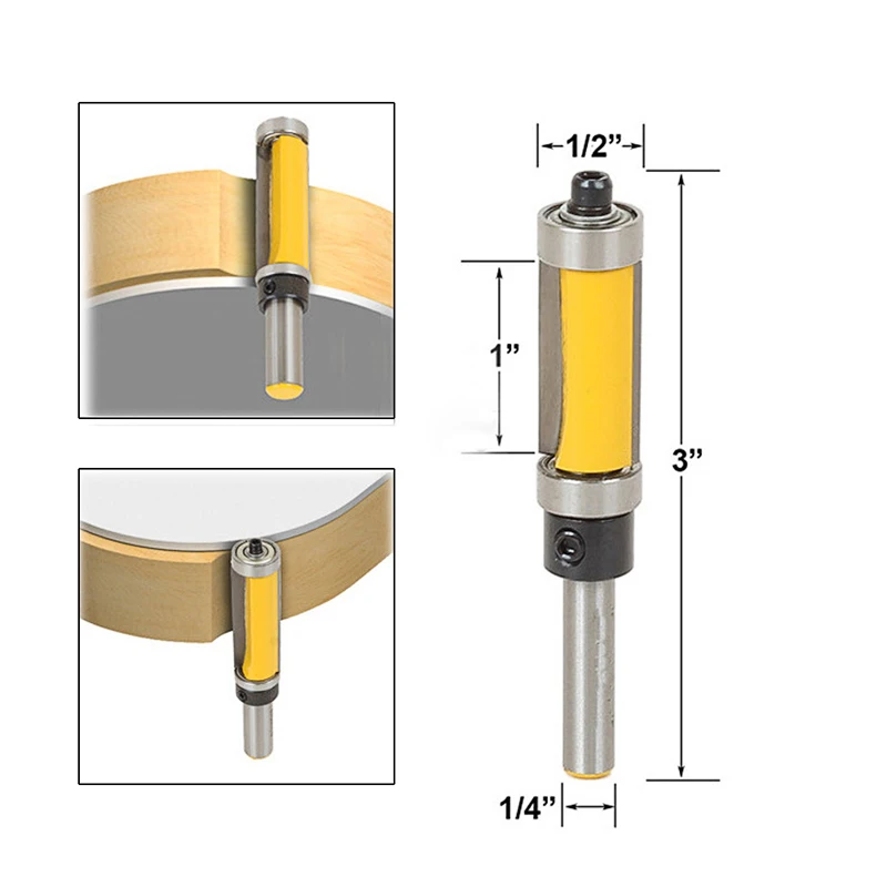 

1/4" Shank 1" Cutter Top &Bottom Bearing Flush Trim Router Bit For Woodworking