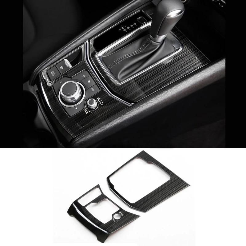 1set Titanium Interior Gear Shift Frame Cover Trim For  CX-5 CX5 2017-2018