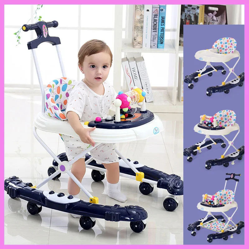 Baby Walker with 8 Wheels Rollover Multifunctional Learning Walker Car