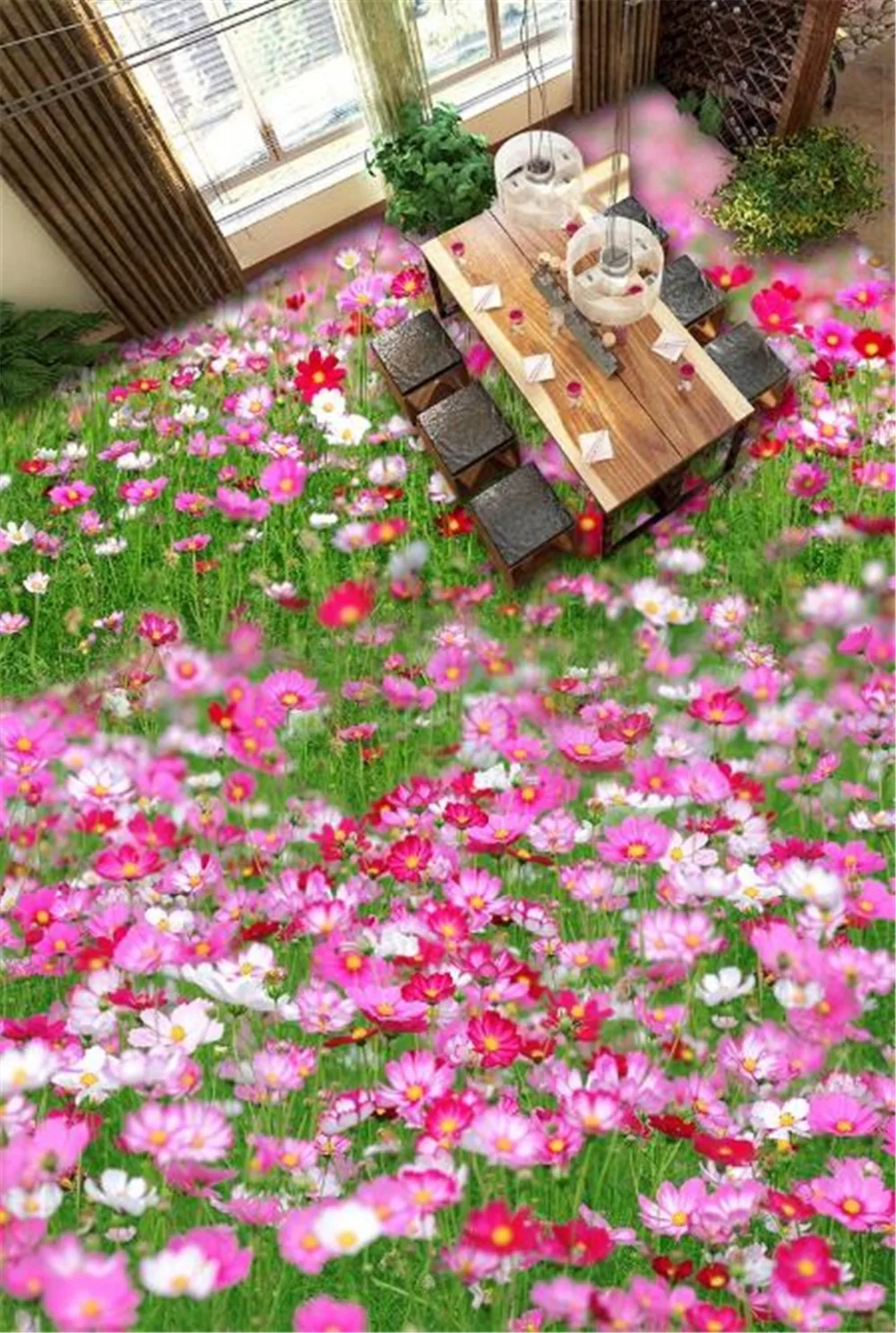 На заказ любой размер 3d обои розовый цветок, растения, цветы и растения 3D Пол интерьер обои