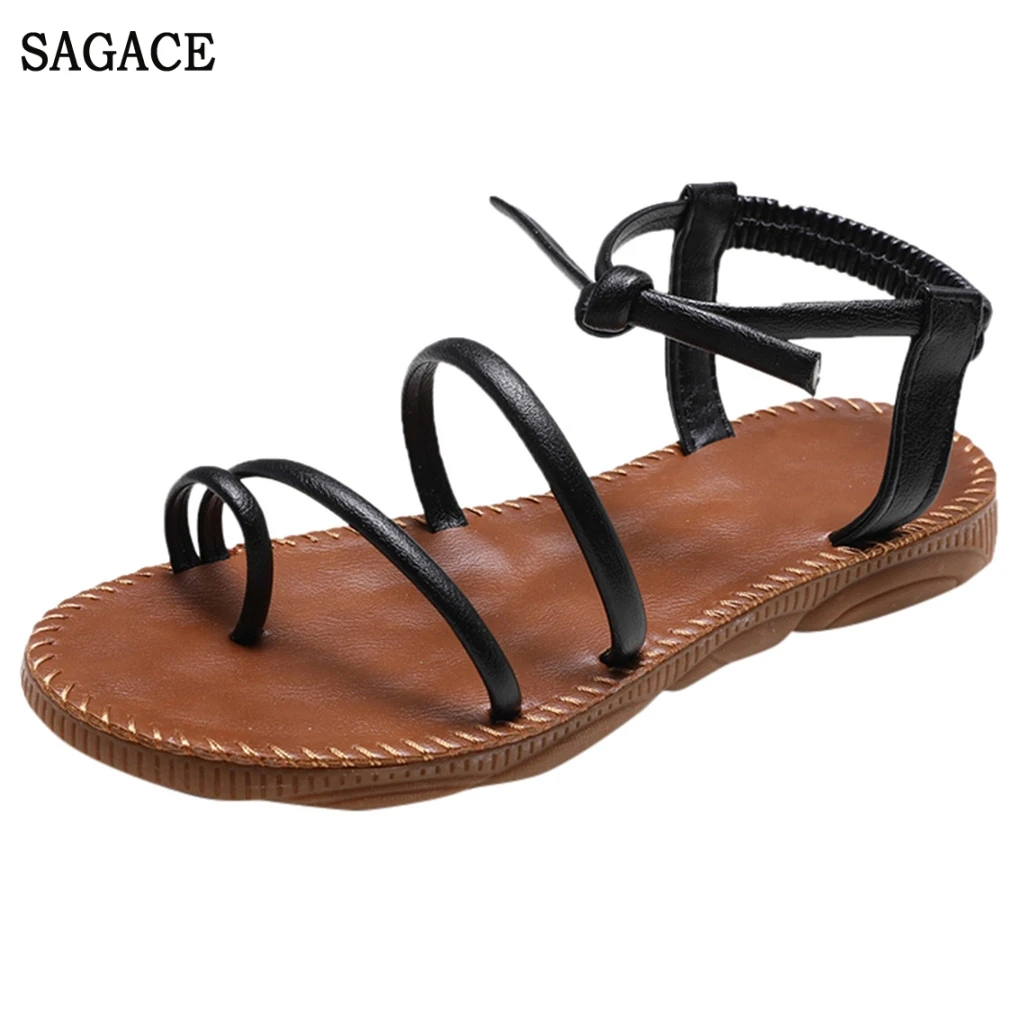

SAGACE Women's Fashion Casual Roma Flat With Elastic Band Sandals Open Toe Beach Sexy High Quality Outsid Ladies Shoes