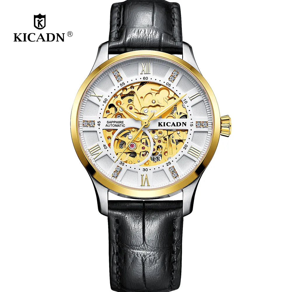 

KICADN Men Skeleton Automatic Mechanical Watch Man Sapphire Luminous Vintage Watches Male Business Wristwatch Relogio Esqueleto