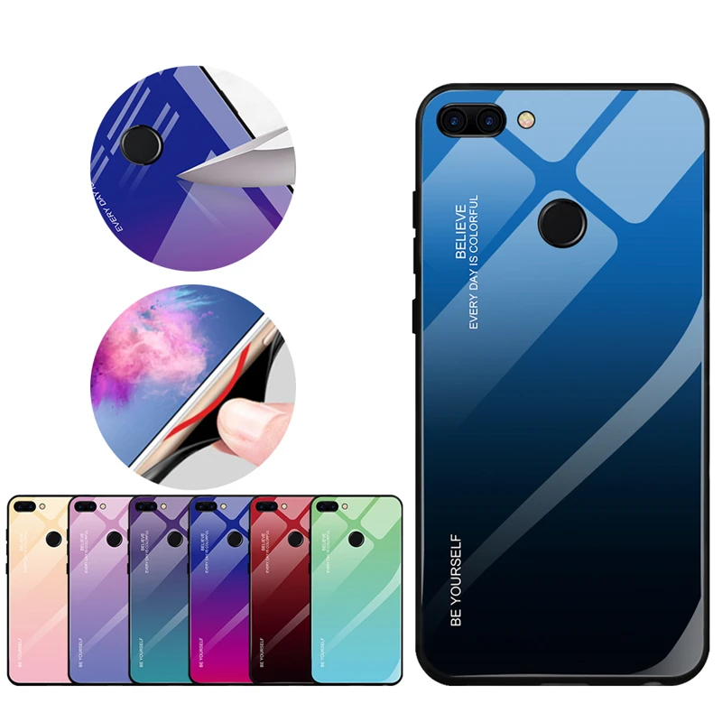 

For Huawei P Smart Plus Mate 20 Pro Lite Gradient Phone Cases For Huawei Honor 8X Max 10 9 Lite Note 10 Migic 2 Hard Glass Cover