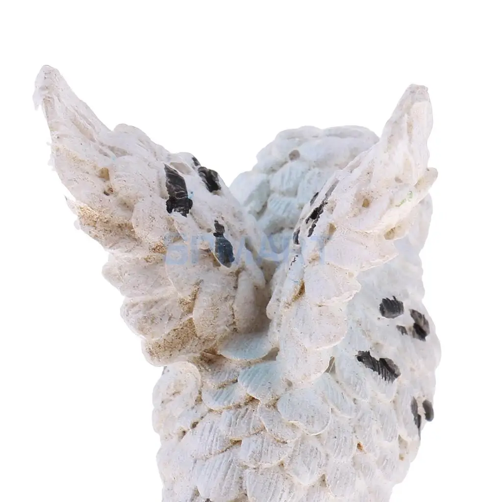 Realistic Miniature White Owl Sculpture Figurine Animal Statue Collectibles Gift Craft House Office Desk Decoration Ornament