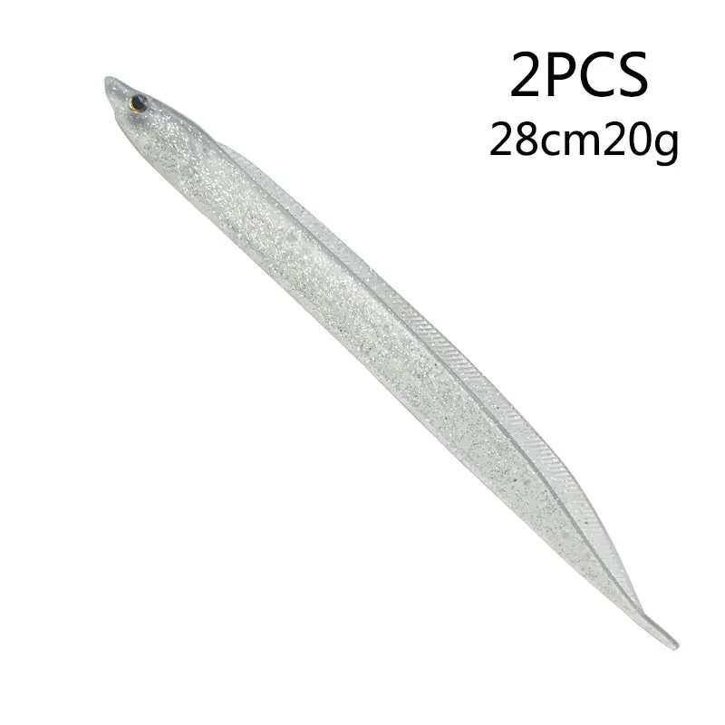 Balleo 2pcs/Fishing Lure 14cm/19cm/28cm Big Hairtail Soft Swim Eel Soft Bait Fishing Tackle - Цвет: 2PCS 20g