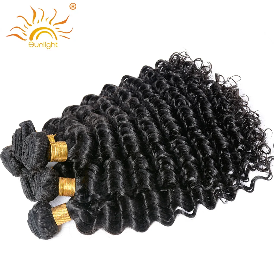 Sunlight Human Hair Peruvian Deep Wave Human Hair Weave Remy Hair