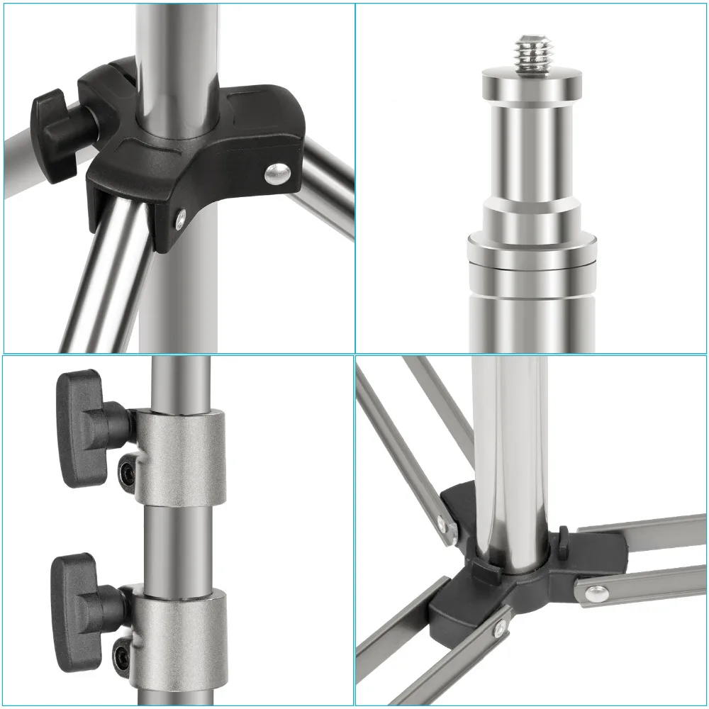  Neewer 2-pack Stainless Steel Light Stand 37-79 inches/95-200 centimeters Foldable Heavy Duty Suppo
