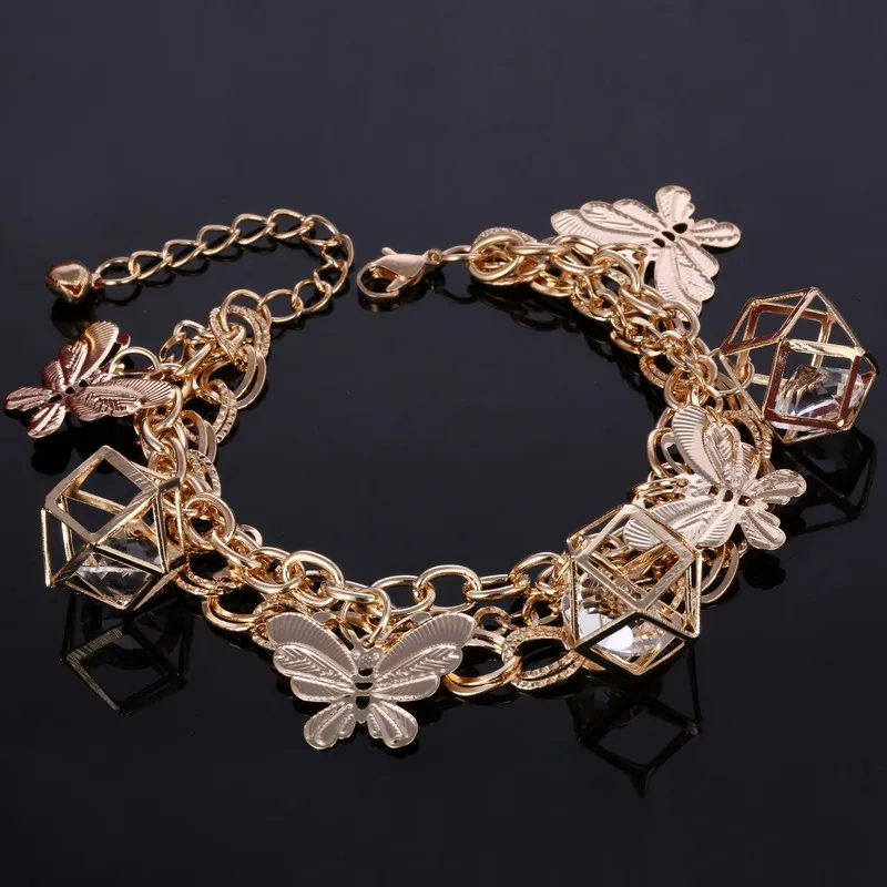 Плетеные золотые бриллианты и браслеты с фианитами Роскошные кристаллами для