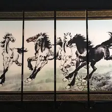 Китайская коллекция для бутика лакированные изделия картина лошадей складной экран