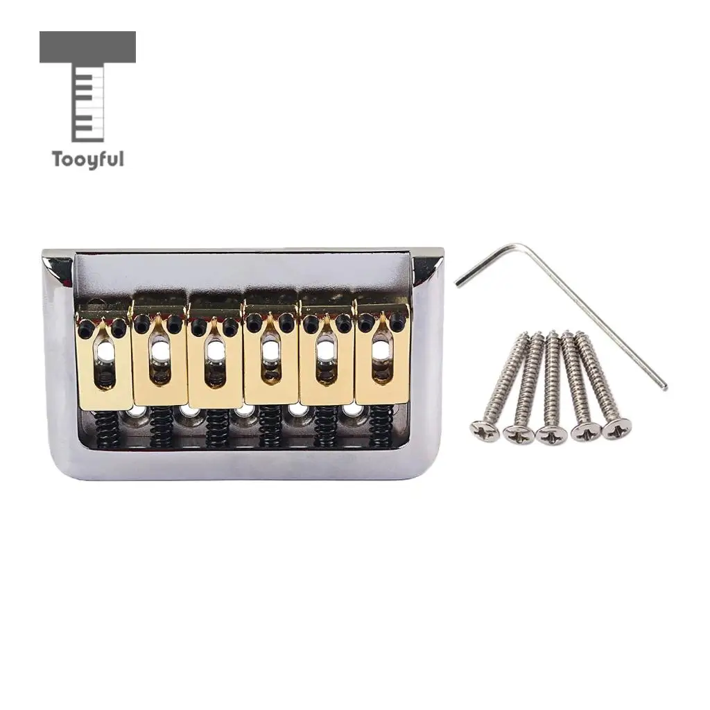 Tooyful 1 Set Guitar Replacement Fixed Bridge Golden Saddle for 6 String Electric/Cigar Box Guitar Parts