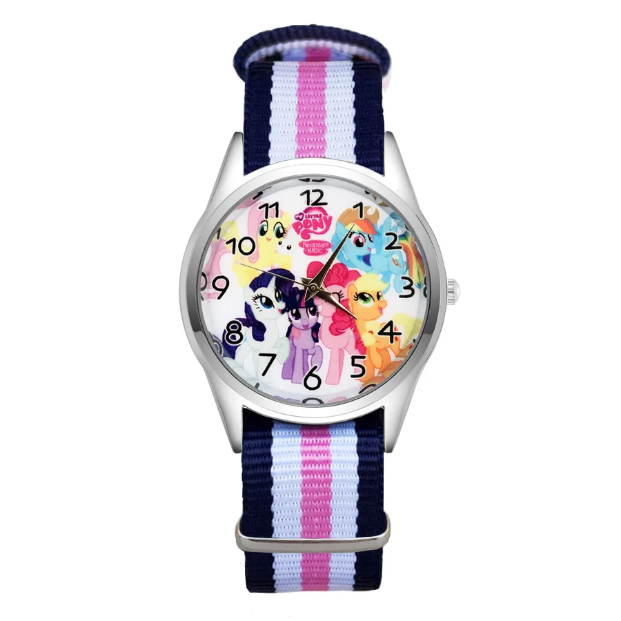 Модные часы с рисунком единорога, лошади, женские, для девочек, студентов, для мальчиков, детские, с нейлоновым ремешком, кварцевые наручные часы Clcok JC61