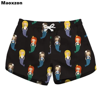 

Maoxzon Women's Drawstring Casual Shorts For Woman Mermaid Print Summer Both Side Pockets Quick Dry Shorts Drop Shipping