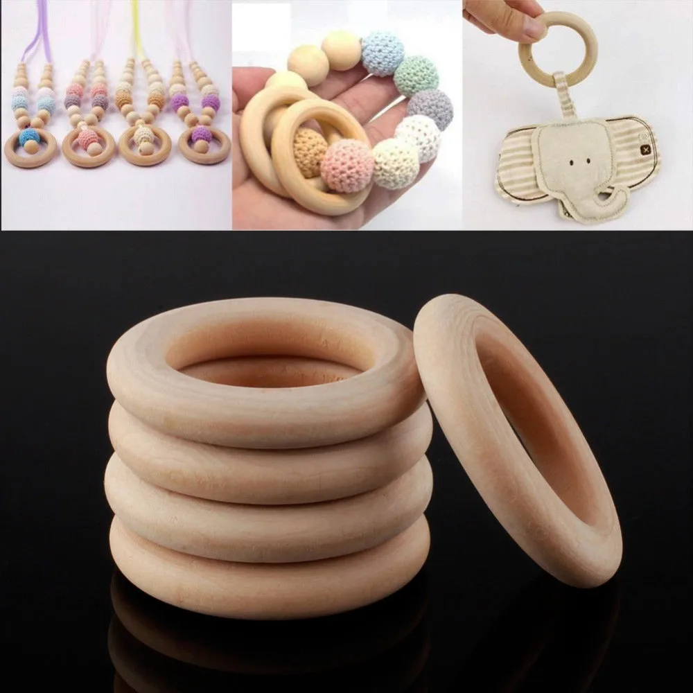 20pcs / Lot Natural Unfinished Teething Ring Wooden Round Rings DIY Wood Craft Accessories 55mm | Дом и сад