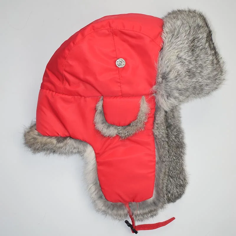 rabbit fur hat red