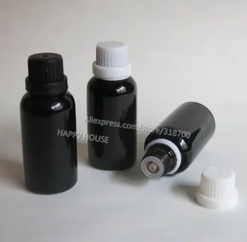 

360 x 30ml Black Glass Essential Oil Container With Black White Plastic Tamper Evident Cap