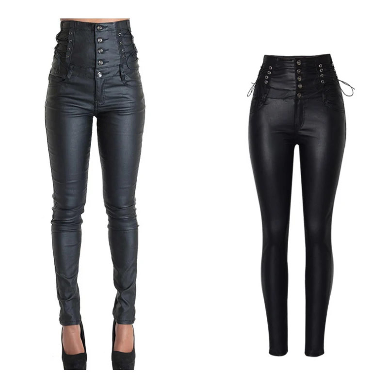 Джинсы с высокой талией и покрытием, мотоциклетные джинсы с супер высокой посадкой, обтягивающие джинсы для женщин, Стрейчевые облегающие джинсы, бандажи, узкие брюки для женщин - Цвет: Черный