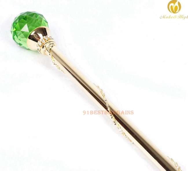 Green Crystal Scepters Handmade Round Ball Sceptres Wand Gold Tone ...