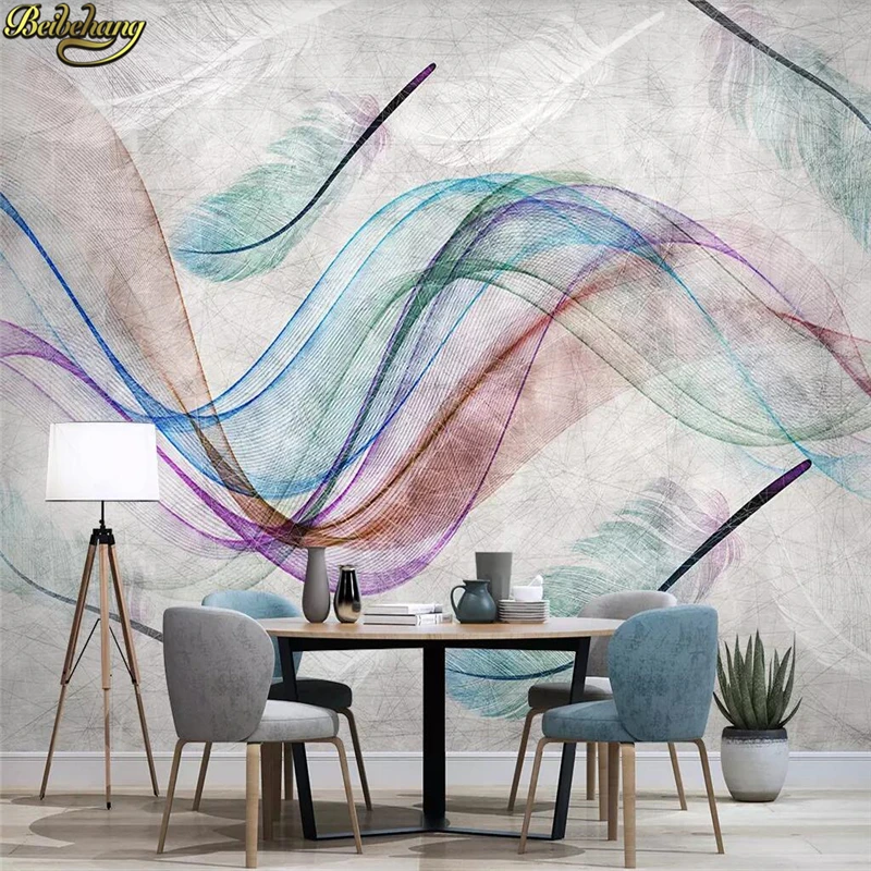 

beibehang Custom Nordic feather abstract lines modern wallpaper mural TV background papier peint mural 3d wall papers home decor