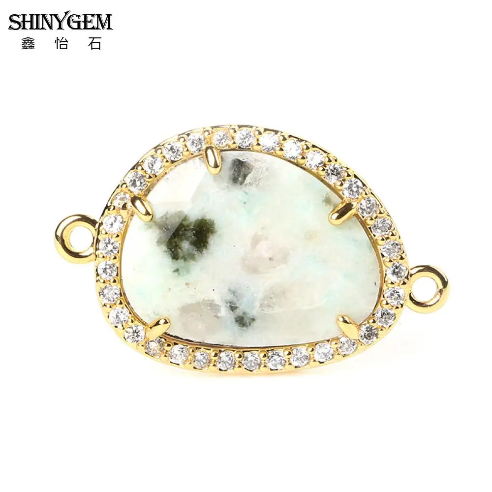 ShinyGem Натуральный камень разъем Ляпис Лабрадорит авантюрин нерегулярные цвета: золотистый, серебристый Разъем Подвески для серьги принятия - Цвет: Sesame Stone Gold