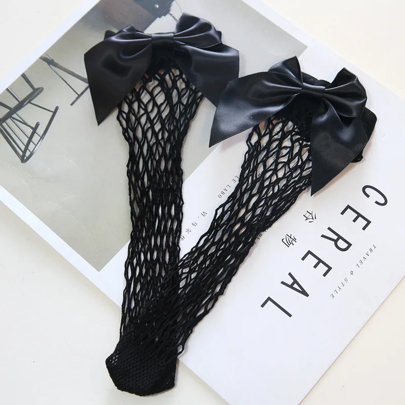 1 пара модных Harajuku летние женские носки в Корейском стиле с бантом, в сеточку, Носки Нескользящие невидимые дышащие Носки
