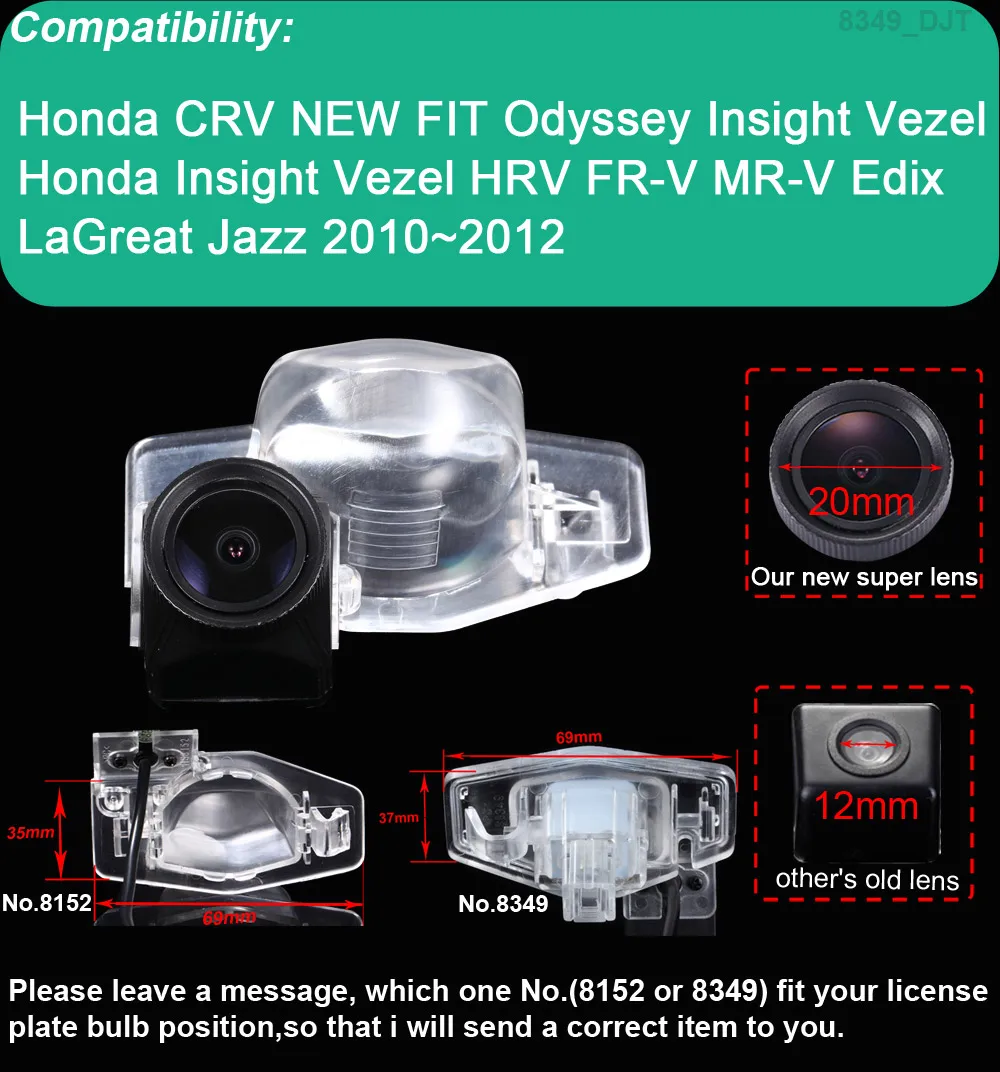 

Camera 170 Degree car reverse parking camera for Honda CRV New fit Odyssey Insight Vezel HRV FR-V Jazz Edix