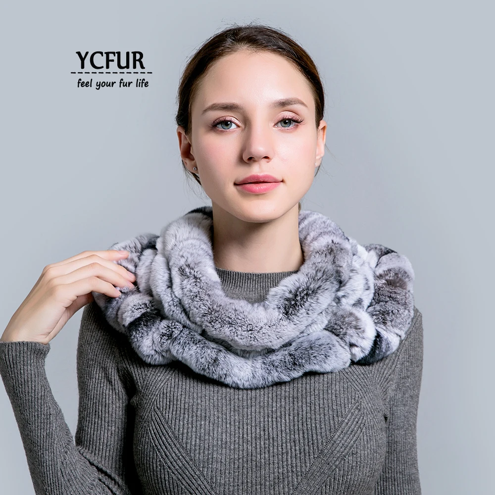 YC Fur кольцо шарф женский бренд дизайн настоящий мех кролика шарфы обертывания для