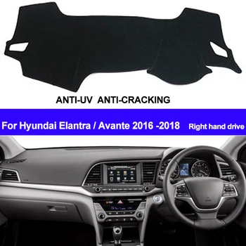 

TAIJS For Hyundai Elantra 2016 2017 2018 Dash Mat Right Hand Car Dashboard Cover Right Hand Drive Sun Shade Carpet Car Styling
