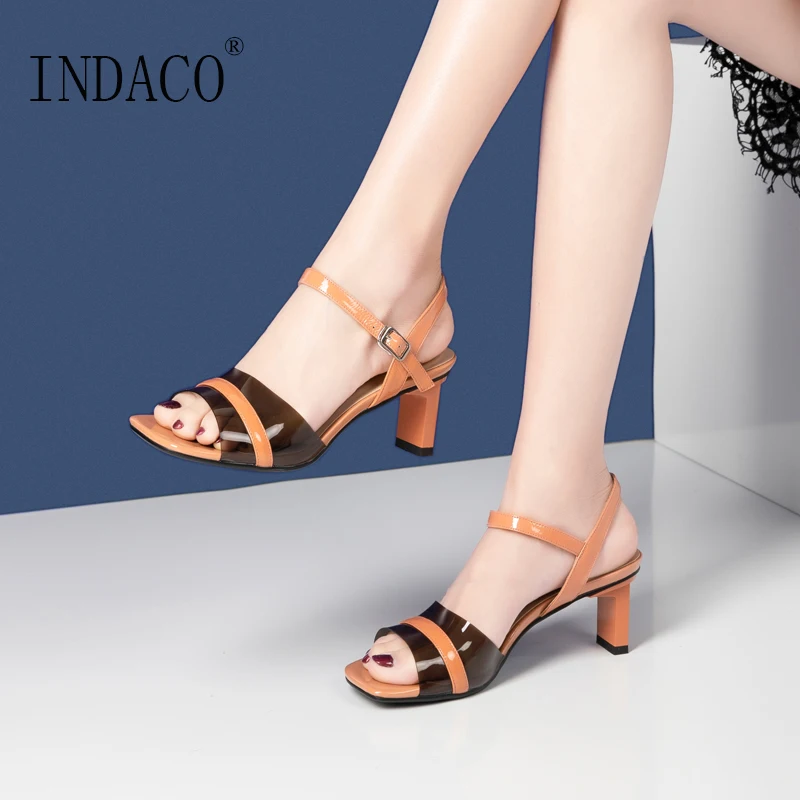 

Women Sandals Summer Shoes Ankle Strap Leather Shoes Women High Heel 6cm 2019 New