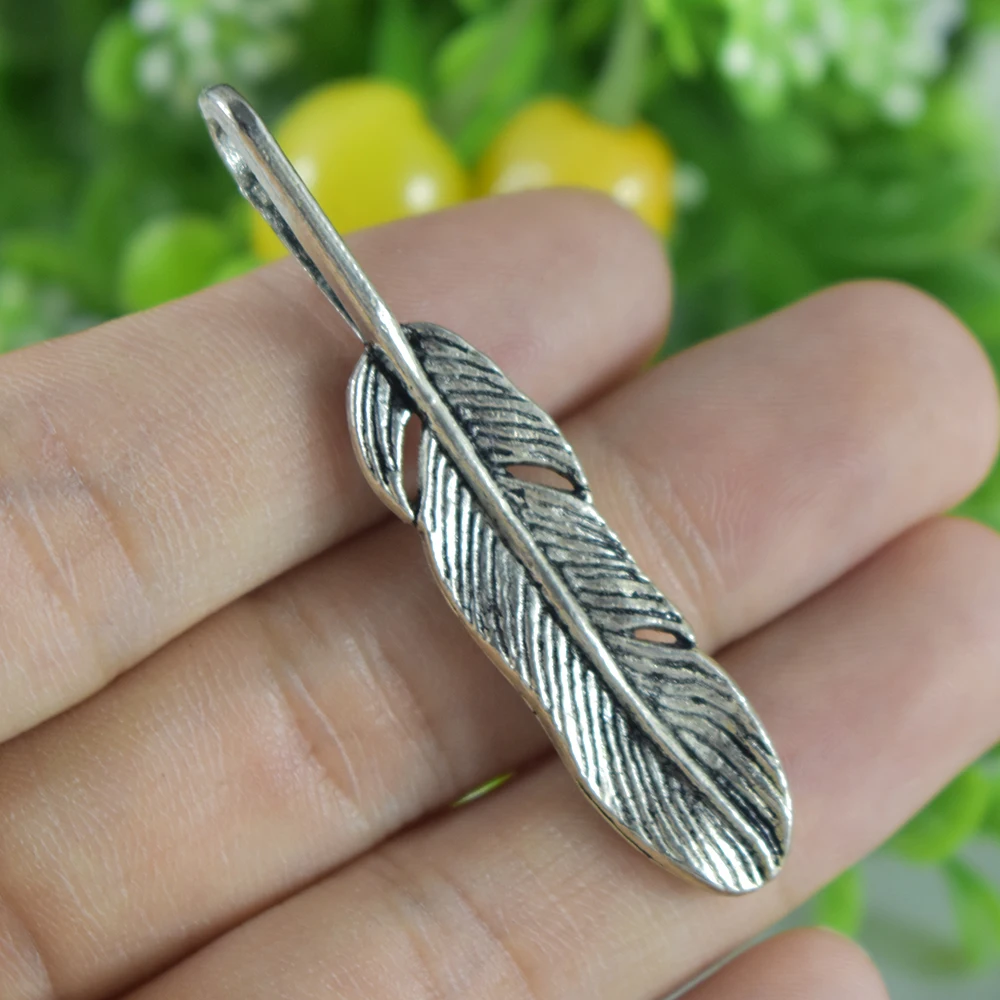 

3pieces 54x11mm Antique Sliver Charm Pendant Feather