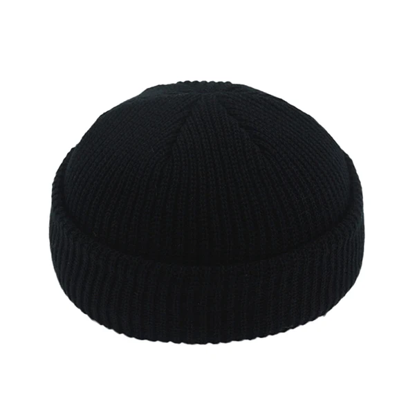 Зимняя теплая вязаная шапка с черепом, повседневная короткая шапка в стиле хип-хоп, шапка для взрослых и мужчин, шерстяная вязаная шапка с черепом, эластичные шапки унисекс - Цвет: black