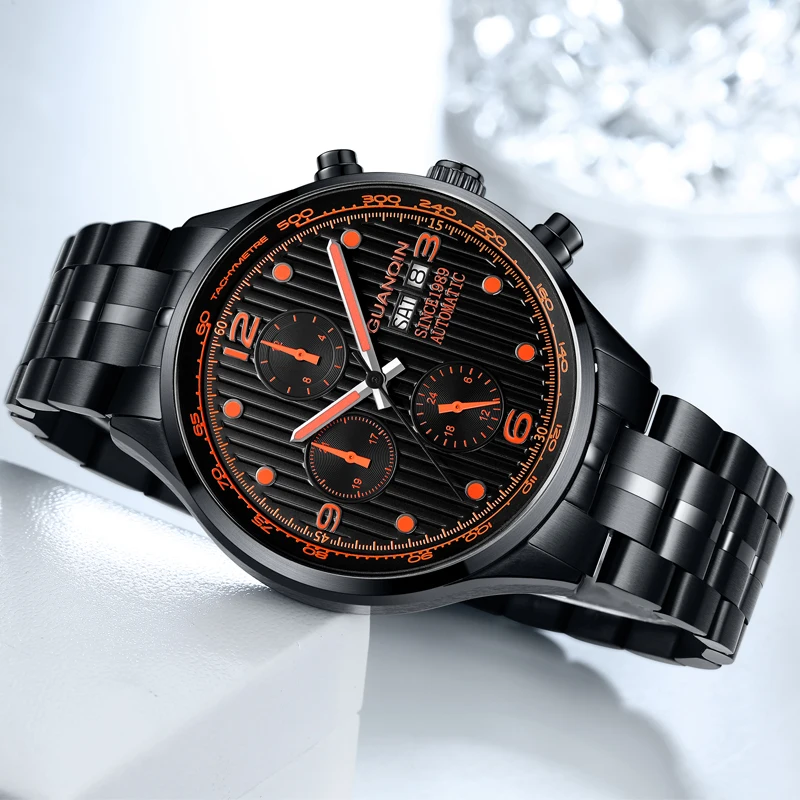 Часы наручные GUANQIN Мужские автоматические роскошные модные механические