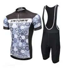 XINTOWN мужские дышащие велосипедные Джерси и 3D Силиконовые мягкие шорты набор S-4XL