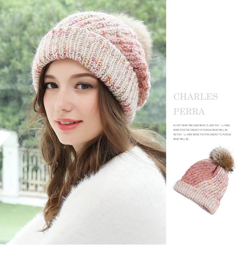 Charles Perra, женская шапка, Корейская версия, модная, теплая, ручная работа, вязаные шапки, элегантные, женские зимние шапки 4909
