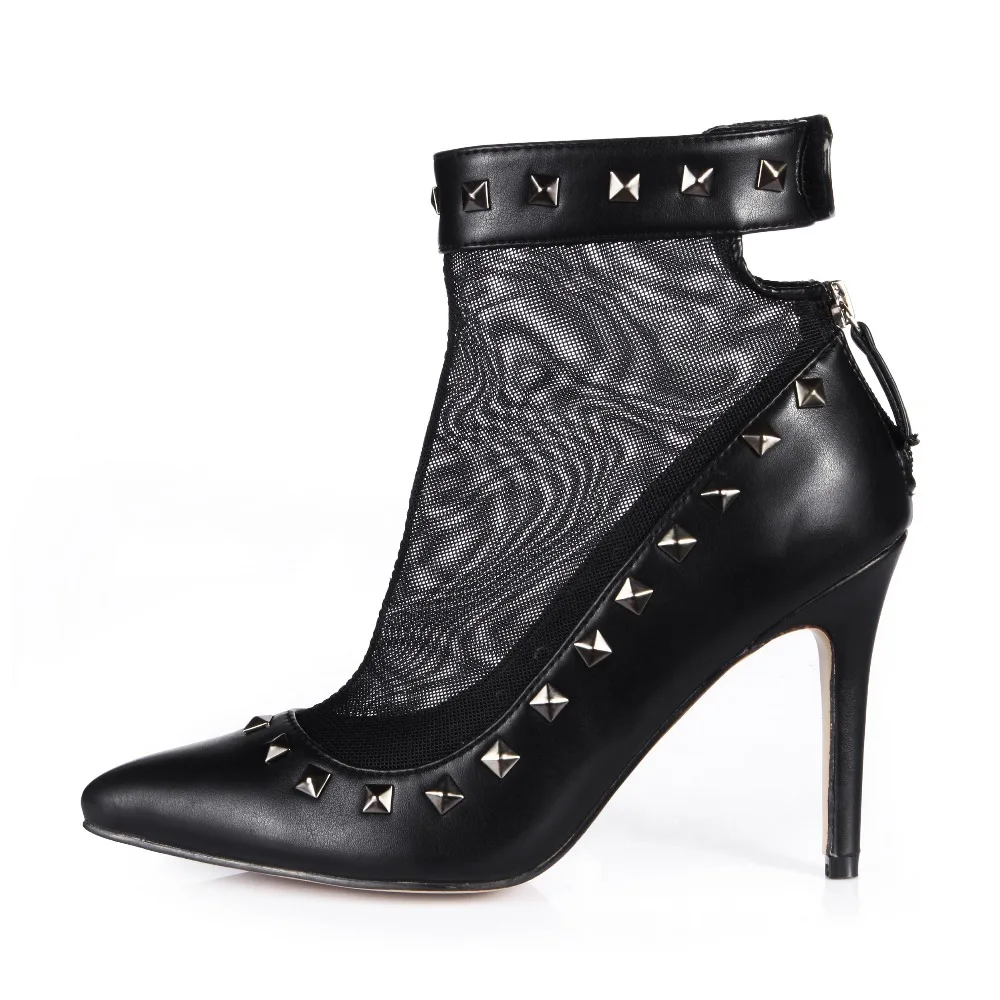 mesh pointed toe heels