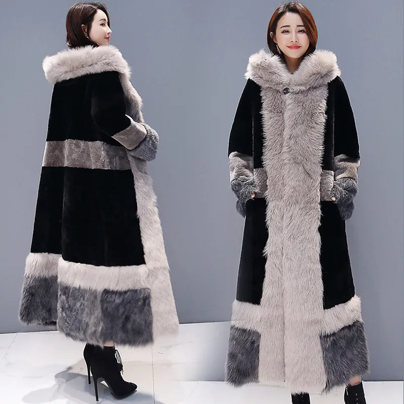 Vrouwelijke Lange Jas 2018 Winter Vrouwen Plus Size Russische Fluwelen Verdikking Maxi Bontjas Faux Bontjas Pluizige Losse Warm overjassen