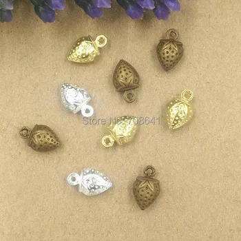 

7x11mm European Charms Vintage Strawberry Pendant Beads Brass Links Tiny Charms DIY Findings Mixed Colors