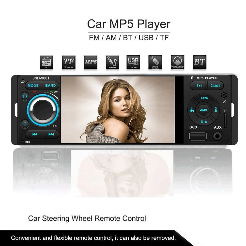 

50W*4 4.1'' DIN Car MP5 Video Player Bluetooth Car Radio Stereo USB/TF/AUX FM MP5 Player with Remote control