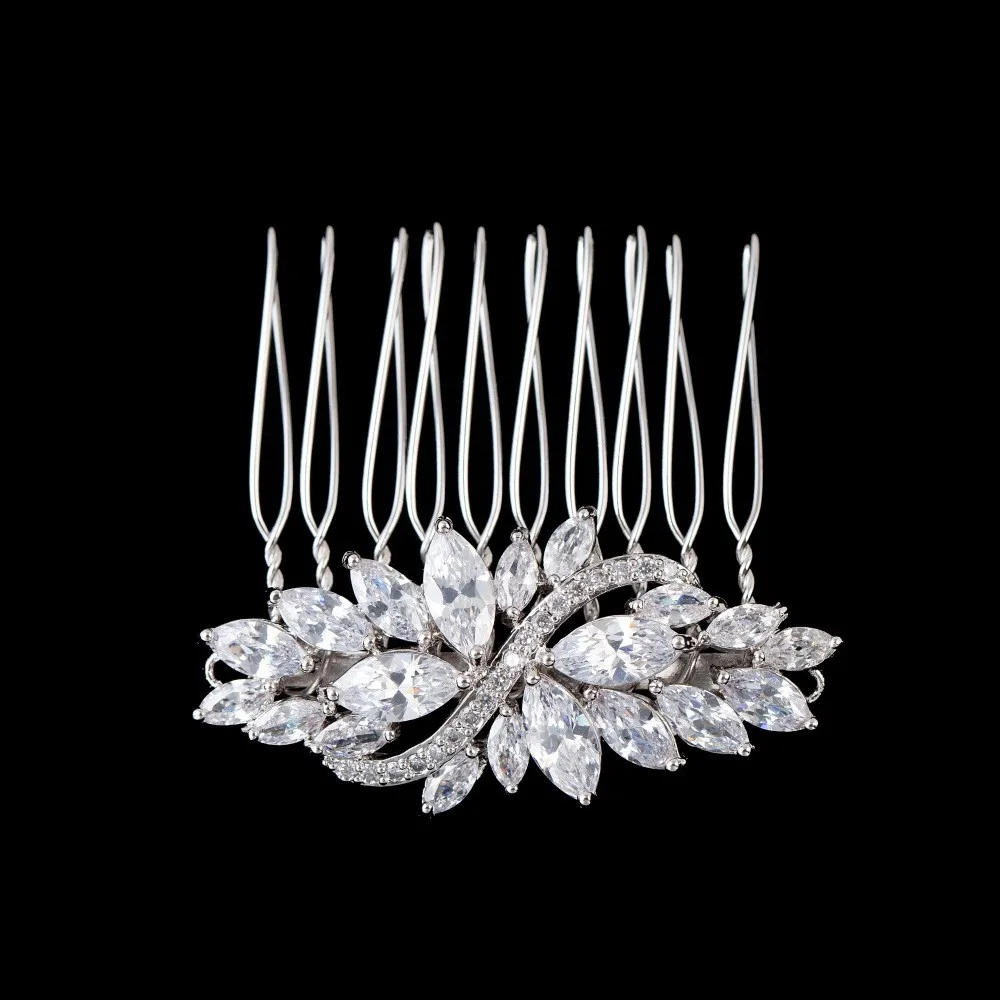 SLBRIDAL высокое качество кольцо с фианитом свадебный гребень для волос свадебный CZ Тиара головной убор аксессуары для волос подружки невесты женская мода