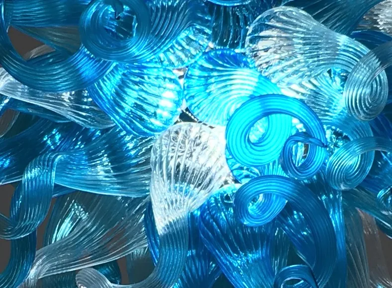 Горячая прозрачная и Бирюзовая стеклянная люстра Chihuly стиль ручная дутая стеклянная люстра светодиодный гостиная столовая освещение